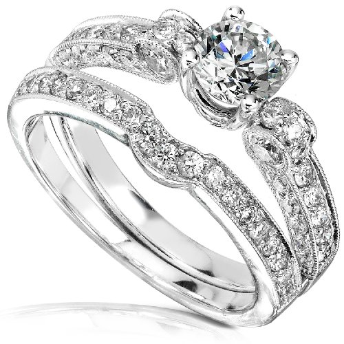 1-3/4ct TW Round Brilliant Diamond Wedding Ring Set in 18Kt Gold (Size 6.5)