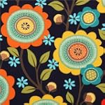Tissu bleu marine avec des fleurs ave...