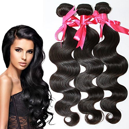 100% Virgin Brazilian Human Hair Body Wave Remy Hair Extensions Weft Weave Natural Color 3 Bundles/lot, 300g Total (100g Each) Grade 6A (22" 24" 26")