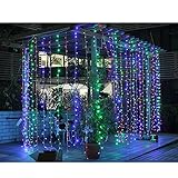 Fuloon　8M x 3M　800球防水LED カーテンライト　LED イルミネーション 屋内外装飾用　防水国際基準IP44　8種類点滅モード (レインボー（Rainbow))