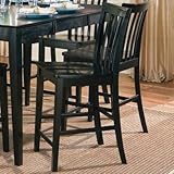 Coaster Contemporary Counter Height Stools, Black Wooden Finish, Set of 2, 24-Inch
