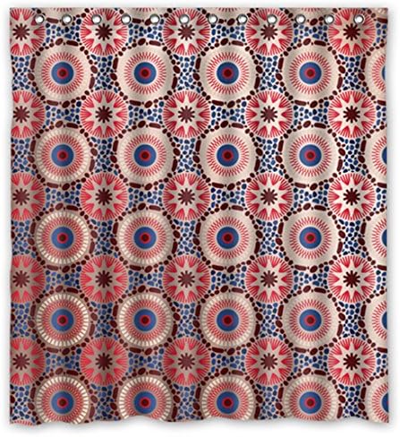 SANMOU Custom Red Orange Moroccan Style Pattern Shower Curtain Waterproof Polyester Bathroom 66" x 72"