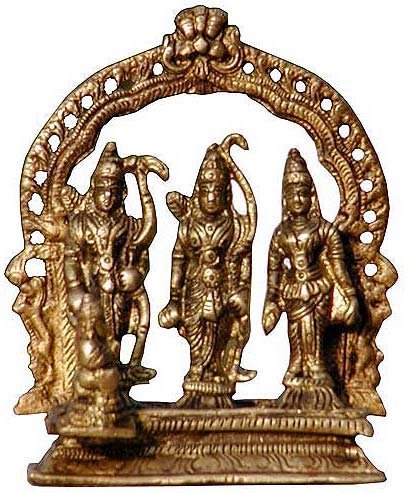 ShalinCraft Antique and Collectibles - Hindu God Rama,Sita and Laxman Brass Sculpture 3.75