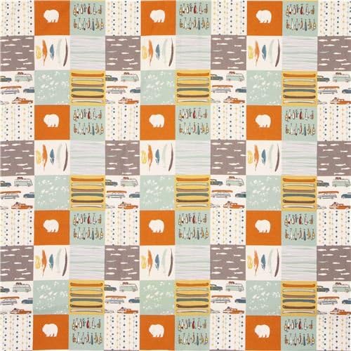 Feather River Patch Patchwork camping forest poplin organic fabric birch USA (per 0.5 yard multiples)