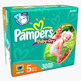 Pampers Baby Dry Diapers Sesame Street, Size 5 - 27+ lb(12+ kg), Jumbo Pack - 30 diapers / pack, 4packs