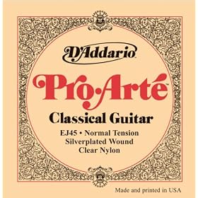 D'Addario EJ45 Pro-Arte Classical Guitar Strings Normal Wound Clear Nylon