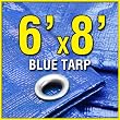 6' X 8' Blue Multi-Purpose 6-mil Waterproof Poly Tarp 6x8 Tarpaulin for Camping Tent Shelter Shade Canopy