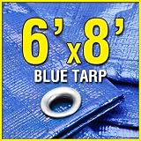 6' X 8' Blue Multi-Purpose 6-mil Waterproof Poly Tarp 6x8 Tarpaulin for Camping Tent Shelter Shade Canopy