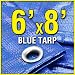 6' X 8' Blue Multi-Purpose 6-mil Waterproof Poly Tarp 6x8 Tarpaulin for Camping Tent Shelter Shade Canopy