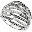 14K White Gold Black and White Diamond Ring - 1.00 Ct.