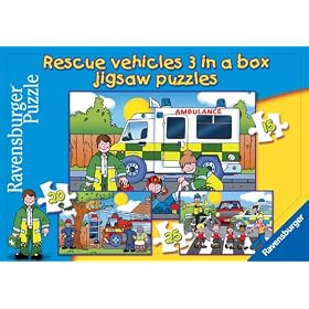 Ravensburger Rescue Vehicles 3 in a Box Jigsaw Puzzles (15, 20 and 25 Pieces)