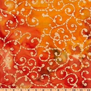 Indian Batik Fabric on Amazon Com 44 Wide Indian Batik Swirl Tan Rust Orange Green Fabric