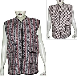 Vest Womens Outerwear Quilted Patterns Casual Dress Handmade in Jaipur in India Size 16