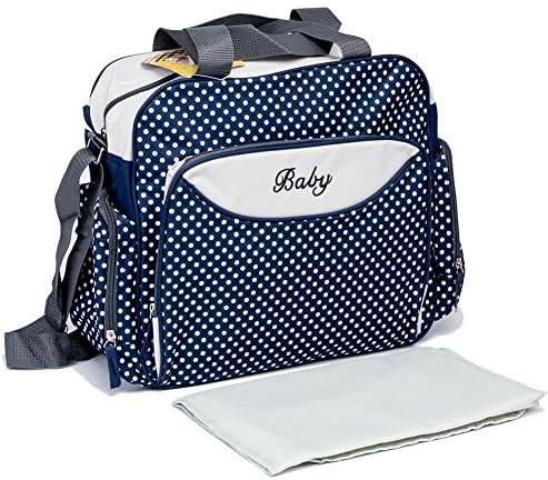 Mom Miya Baby Diaper Bag Nappy Changing Bag Large Capacity Multi Function Waterproof Mummy Handbag Wave Point 3 Color (Blue)