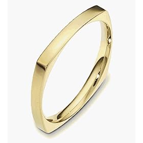 2.5mm Square Style 14 Karat Yellow Gold Wedding Band Ring