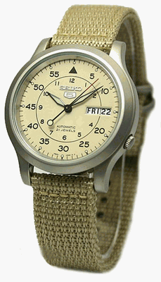 Seiko Wrist Watches-Seiko 5 Military Automatic Mechanical Self-Winding NYLON STRAP SNK803K2 Water Resistance Men’s Watch