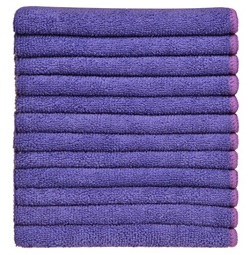 Sinland Microfiber Multifunctional Cleaning Cloths Kitchen Cleaning Cloth Lens Cloth 12 Inch X 12 Inch 12Pack Purple