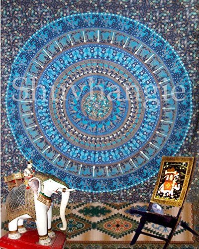 Blue Camle Mandala Tapestry , Indian Hippie Wall Hanging , Bohemian Twin Wall Hanging, Bedspread Beach Coverlet Throw Decor Art