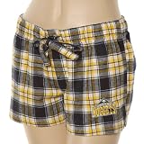 NCAA Denver Nuggets Ladies Navy Blue-Gold Plaid Harmony Pajama Shorts (Large)