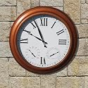 24-Inch Radio Controlled Indoor/Outdoor Clock with Thermometer and Humidity Gauge, Copper Finish