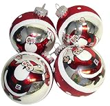 Set Of 4 Shiny Santa Claus Glass Ball Christmas Ornaments 3.25 #68771800000