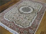 5x8 Ivory Persian Hand Knotted Tabriz Rug