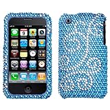 Blue Silver Swirl Full Diamond Snap on Design Case Hard Case Skin Cover Fac ....