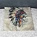 Wkae® Decorative Cotton Linen Square Throw Pillow Case Cushion Cover Throw Pillow Shell Pillowcase for Sofa Indian Totem Skull Head Pattern