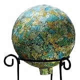 Bird Brain Sequin Glass Gazing Ball,  Yellow & Blue