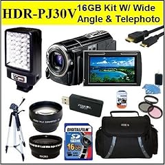 Sony HDR-PJ30V HDRPJ30V 1080p High Definition 32GB Handycam Camcorder Package W/ 16GB SD Memory + 2X Telephoto Lens + Wide Angle Lens + Video Light + Case + Tripod & Much More!!! 