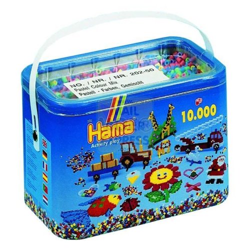 Childrens Toyshop  Toys : Hama Beads 10,000 Beads in a Bucket - Pastel Mix