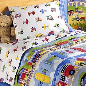 Trains, Planes & Trucks Toddler 3 Piece Sheet Set by Olive Kids