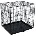 Brand New Black 24" Double-Door Suitcase Style Folding Metal Dog Crate with Metal Pan - 24"(l) x 20"(w) x 23"(h)