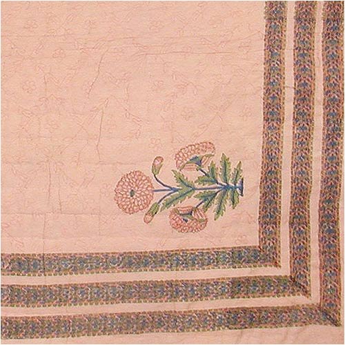 ShalinCraft Handmade Quilts In Block Print Fabric And Natural Stuffed Cotton, Home Decor Furnishings From India Size 84 inches x 58 inches (qltp062)