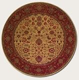 53" Round Area Rug Classic Persian Pattern in Gold Camel