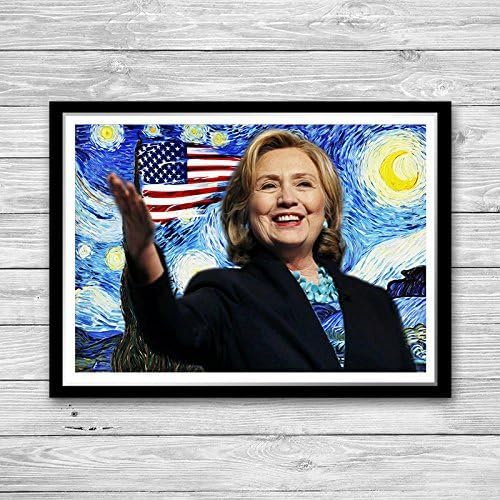 Hillary Clinton Print, Starry Night Print, Reproduction of Van Gogh Starry Night, Hillary Clinton Wall Art, Hillary Clinton Printable