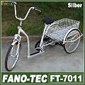 FANO-TEC Neu Dreirad F�r Erwachsene 24" 3-Gang-Schaltung Shimano FT-7011 Silber