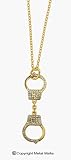 GOLD PLATED PAVE DOUBLE HANDCUFF NECKLACE WITH RHINESTONES