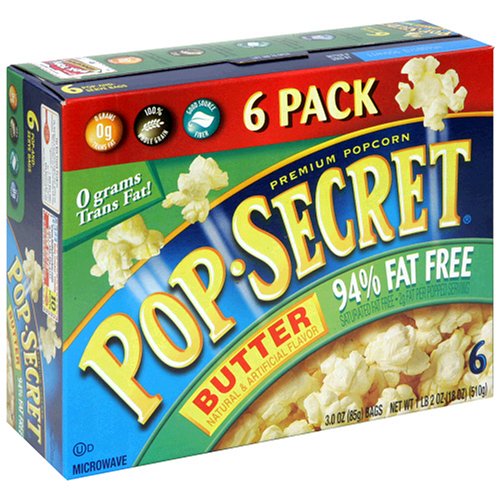 Pop Secret Popcorn, 94% Fat Free Butter, 6-Count Packages (Pack of 8) by Pop Secret