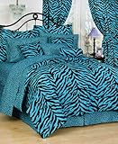 IMAGE OF Zebra Complete Bed Set - Blue/ Black (Queen)