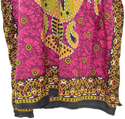 Fashion Island Women's One Size Vintage Viscose Caftan Kaftan Dashiki Print Pink
