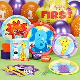 Safari Friends 1st Birthday Standard Party Pack for 16 Party Supplies