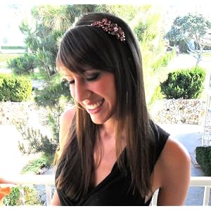 Rhinestone Bling Bridal Fashion Hot Pink Metal Headband Tiara 