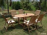New 7 Pc Teak Dining Set - 71 Oval Table And 6 Reclining Arm Chairs
