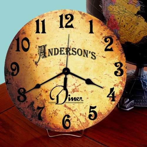 Personalized DINER WALL OR TABLE CLOCK Restaurant