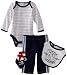 Vitamins Baby Baby-Boys Little Leaguer 4-Piece Creeper Pant Set, Blue, 3 Months
