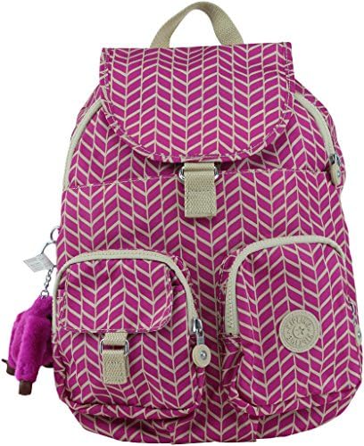 Kipling Firefly Print Nylon Backpack, Chevron Magenta Print