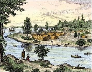 Native American longhouses on Manhattan Island