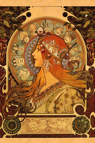 Horoscope Zodiac Sign Astrology Fashion Lady By Alphonse Mucha 12