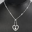 Sterling Silver CZ Necklaces - Heart with Synthetic Peal - Chain: 16-18" (adjustable) Height: 21mm